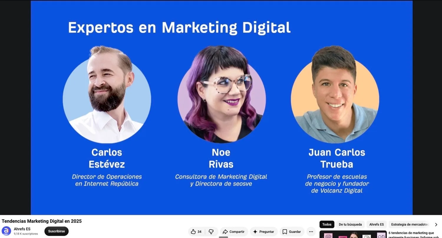 Juan Carlos Trueba, experto invitado en el canal de YouTube de Ahrefs España