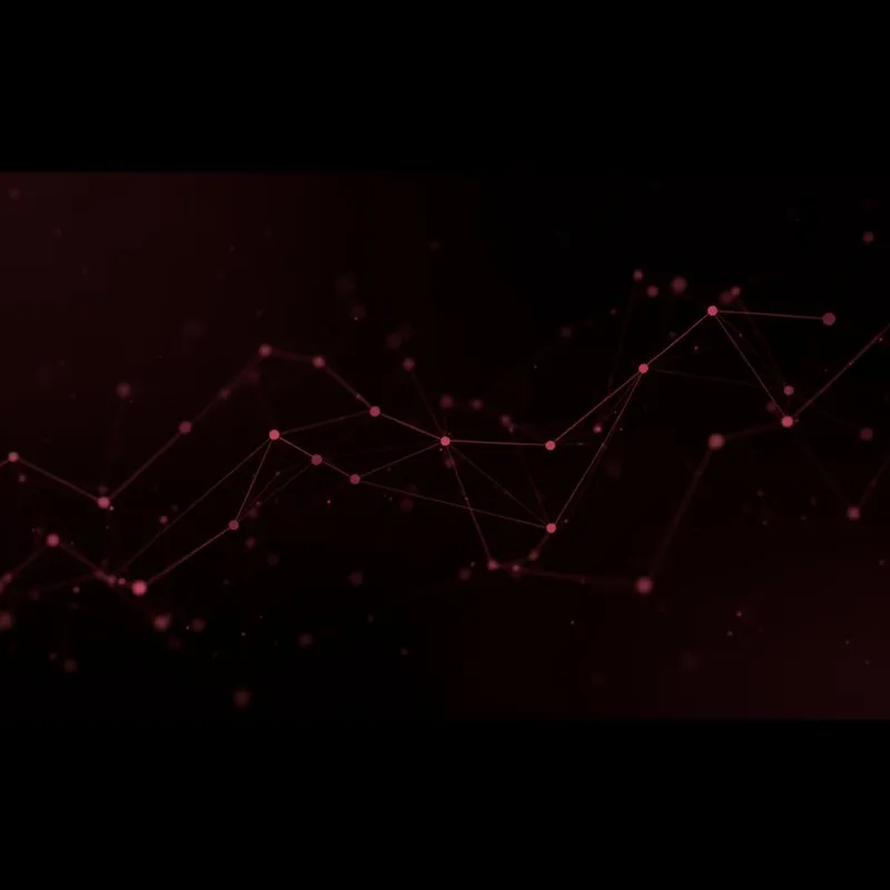 Red de nodos conectados en burdeos, representando IA & Automatización